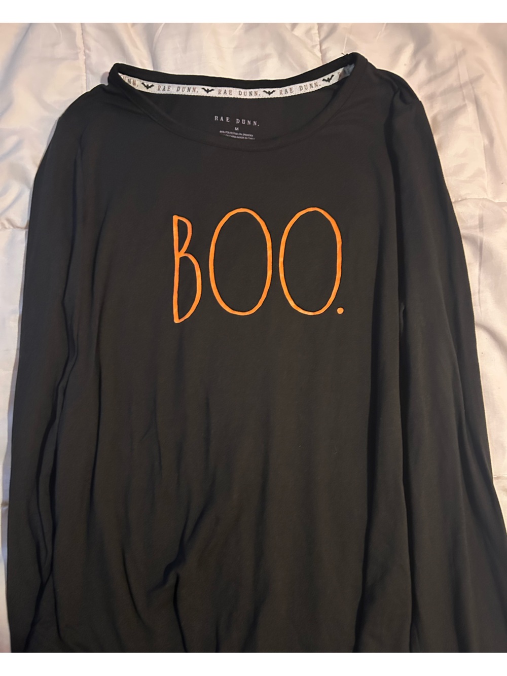 Rae Dunn Black Shirt with Orange "BOO" Graphic